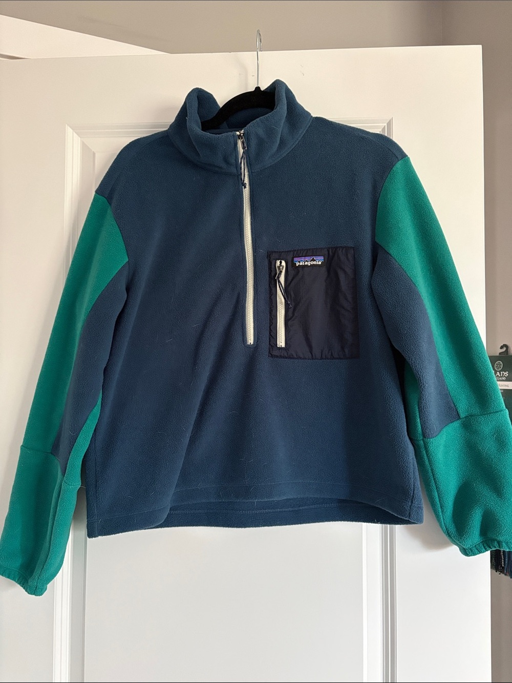 Patagonia Navy and Teal Quarter-Zip Fleece Pullover